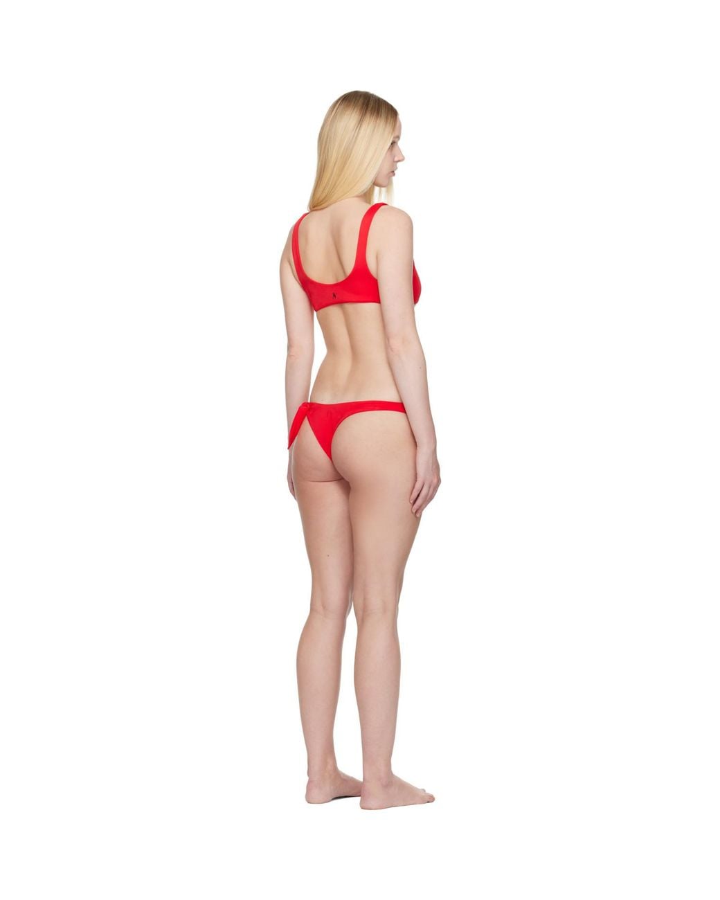 The Attico Red Self-Tie Bikini