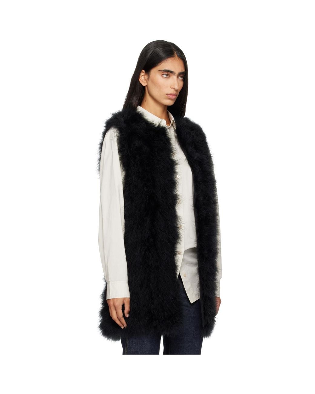 Yves Salomon Black Feather Vest