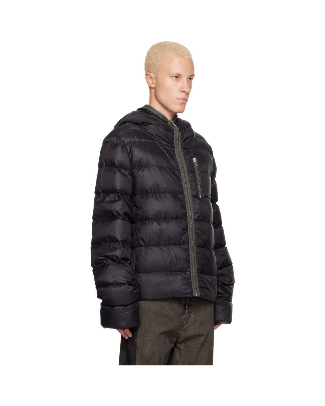 Rick Owens Black Tower Hooded Down Jacket for men
