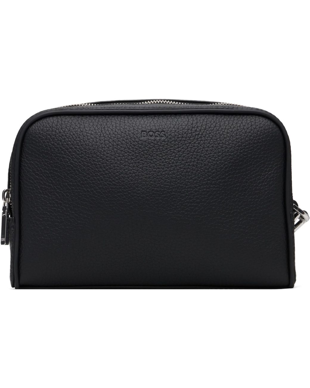 Boss Black Grained Leather Pouch for men