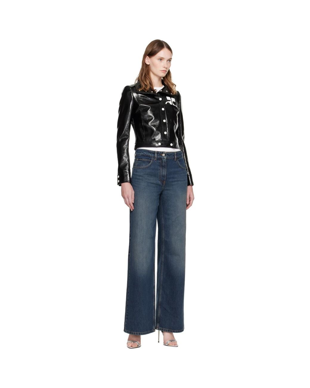 Courreges Black Reedition Vinyl Jacket