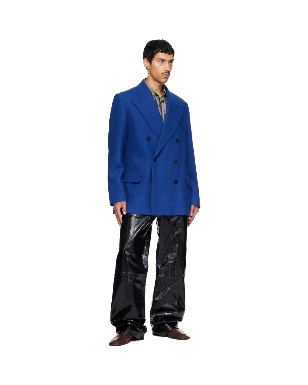 Dries Van Noten Blue Oversized Wool Blazer for men