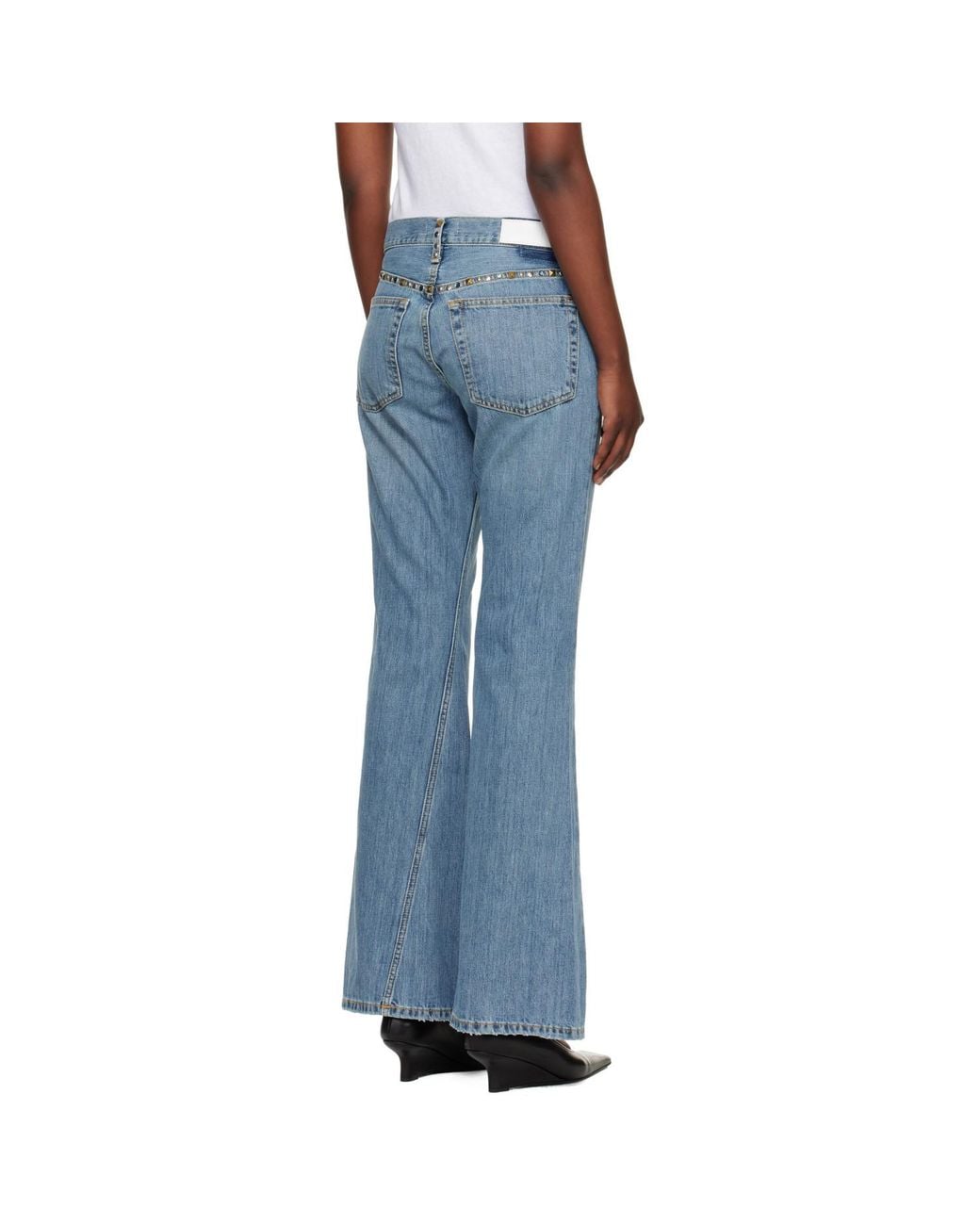 Re/done Blue Twisted Mid Rise Bootcut Jeans