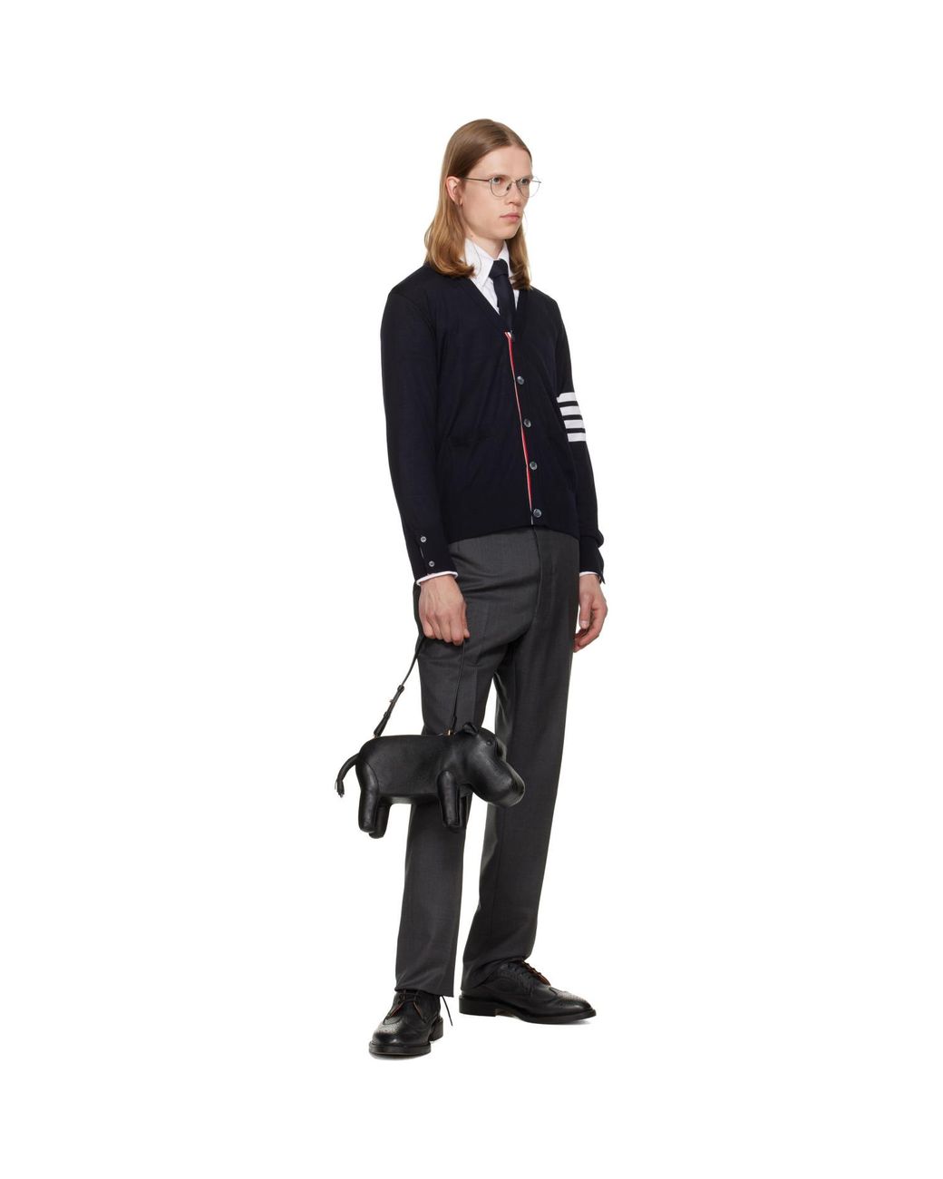 Thom Browne Black Merino Wool 4-Bar Classic Cardigan for men
