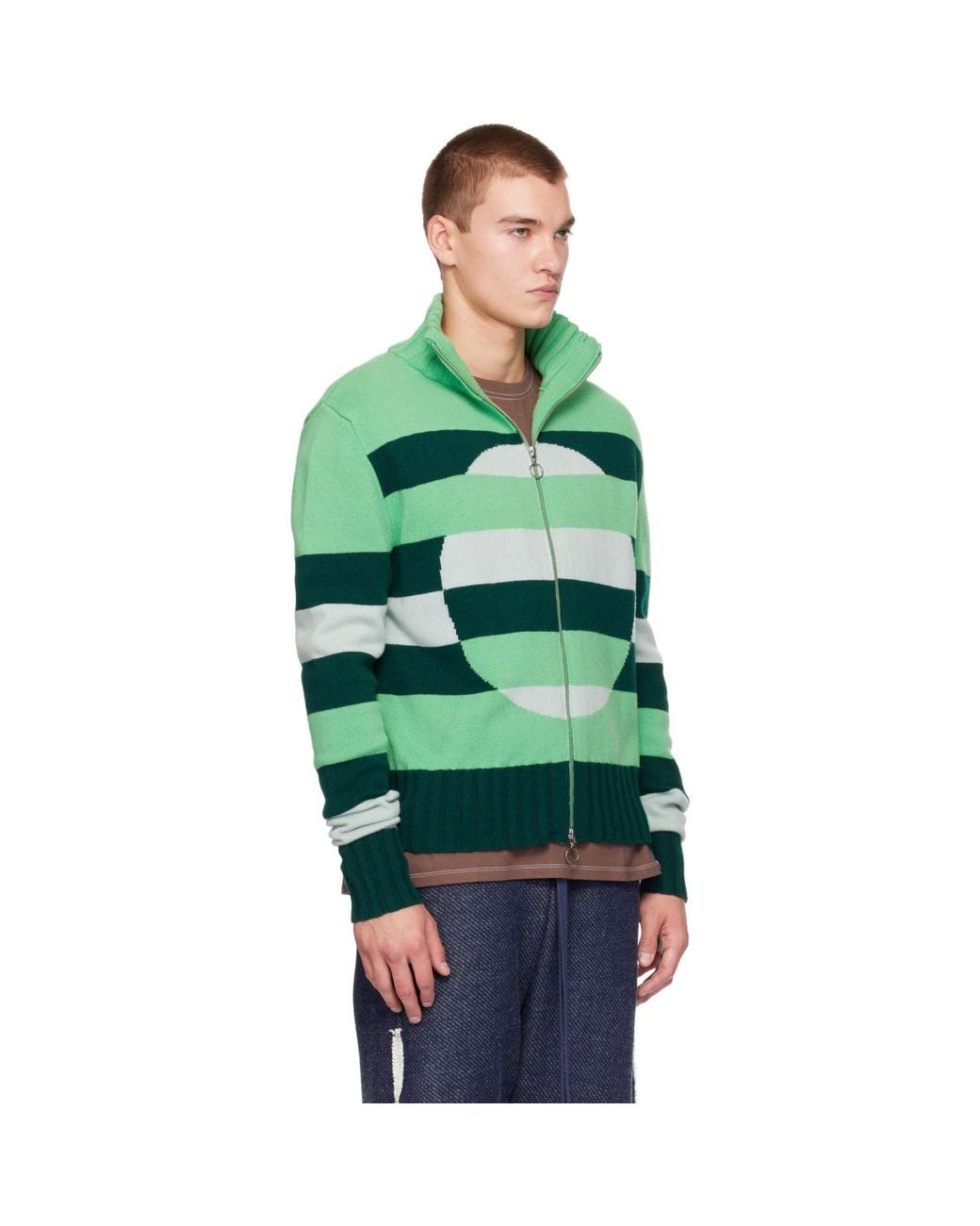 Edward Cuming Green Optical Vortex Window Sweater for men