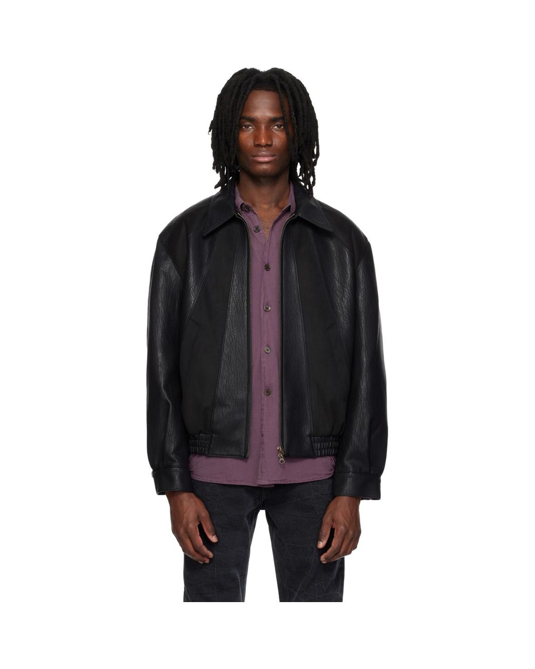 MMIC Black Rodeo Faux-Leather Jacket for men