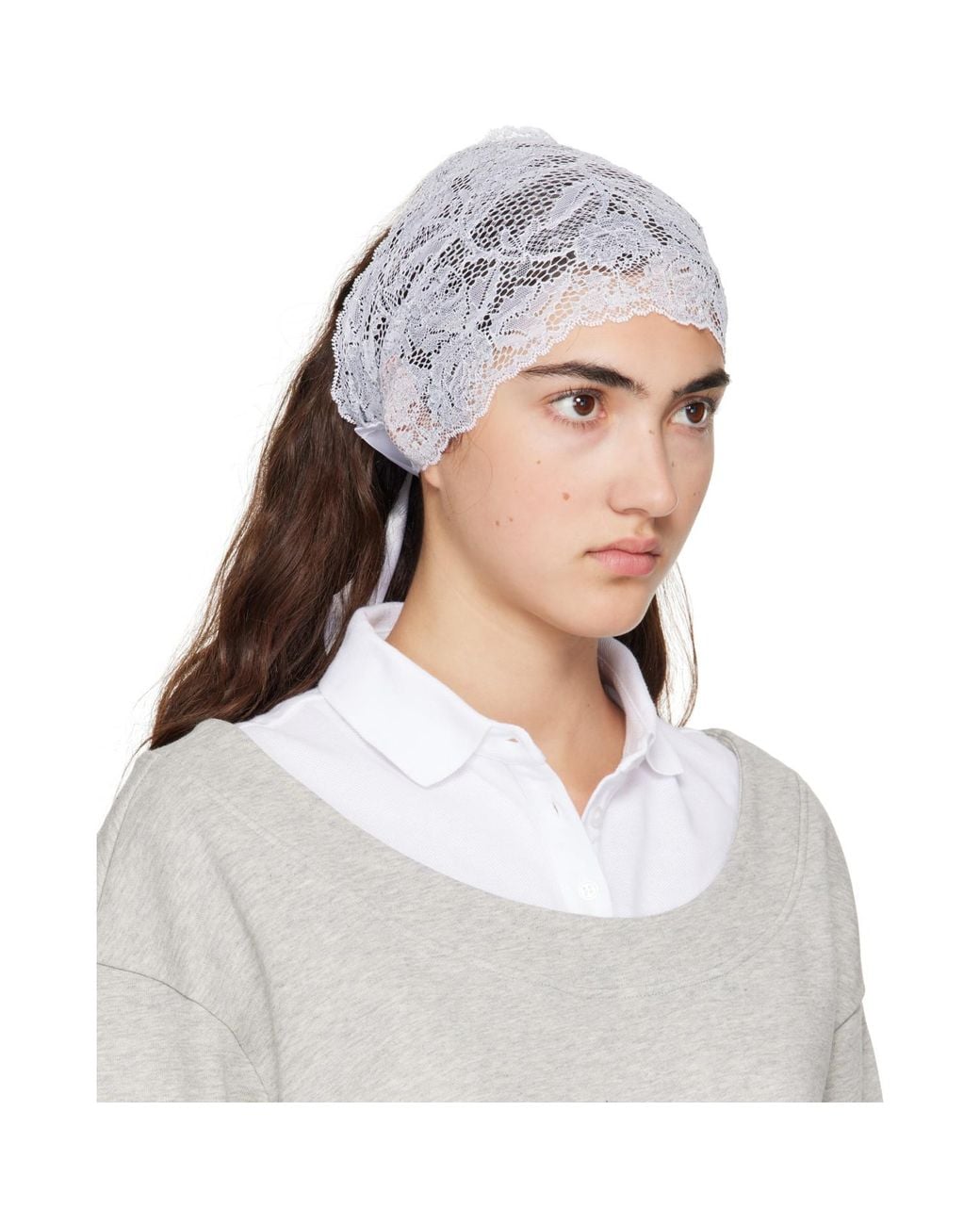MERRMA White Ssense Exclusive Lace Bandeau Headband