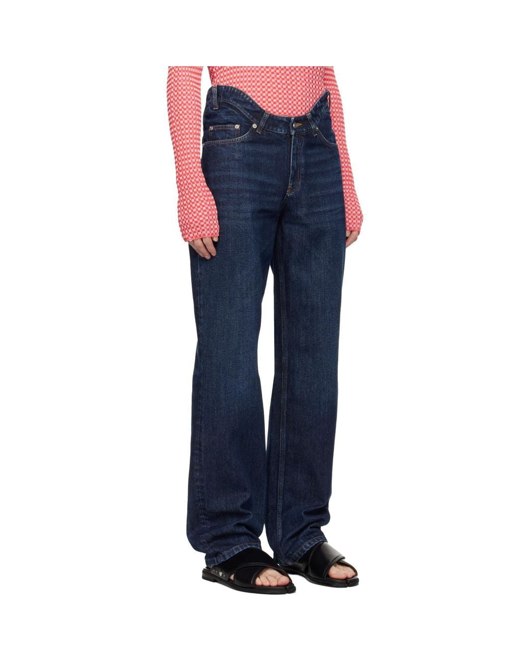 Jean Paul Gaultier Blue 'The Curved Denim' Jeans for men