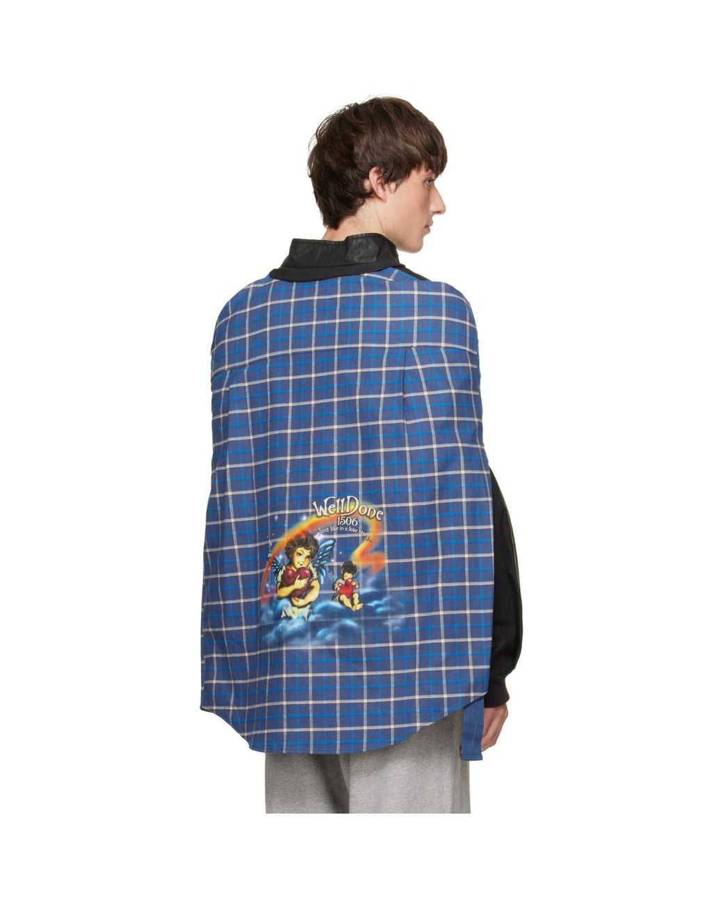 we11done Blue Coated Layered Harrington Jacket for men