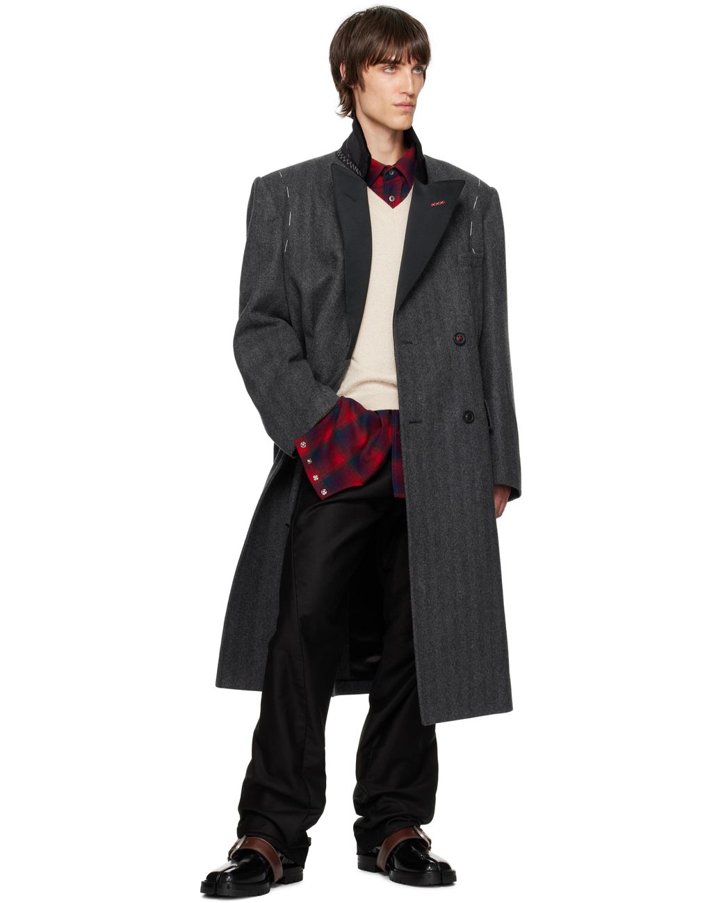 直営店★Maison Margiela★制作途中のダブルブレストコート メンズ Maison Margiela グレー Work-in-progress ダブル