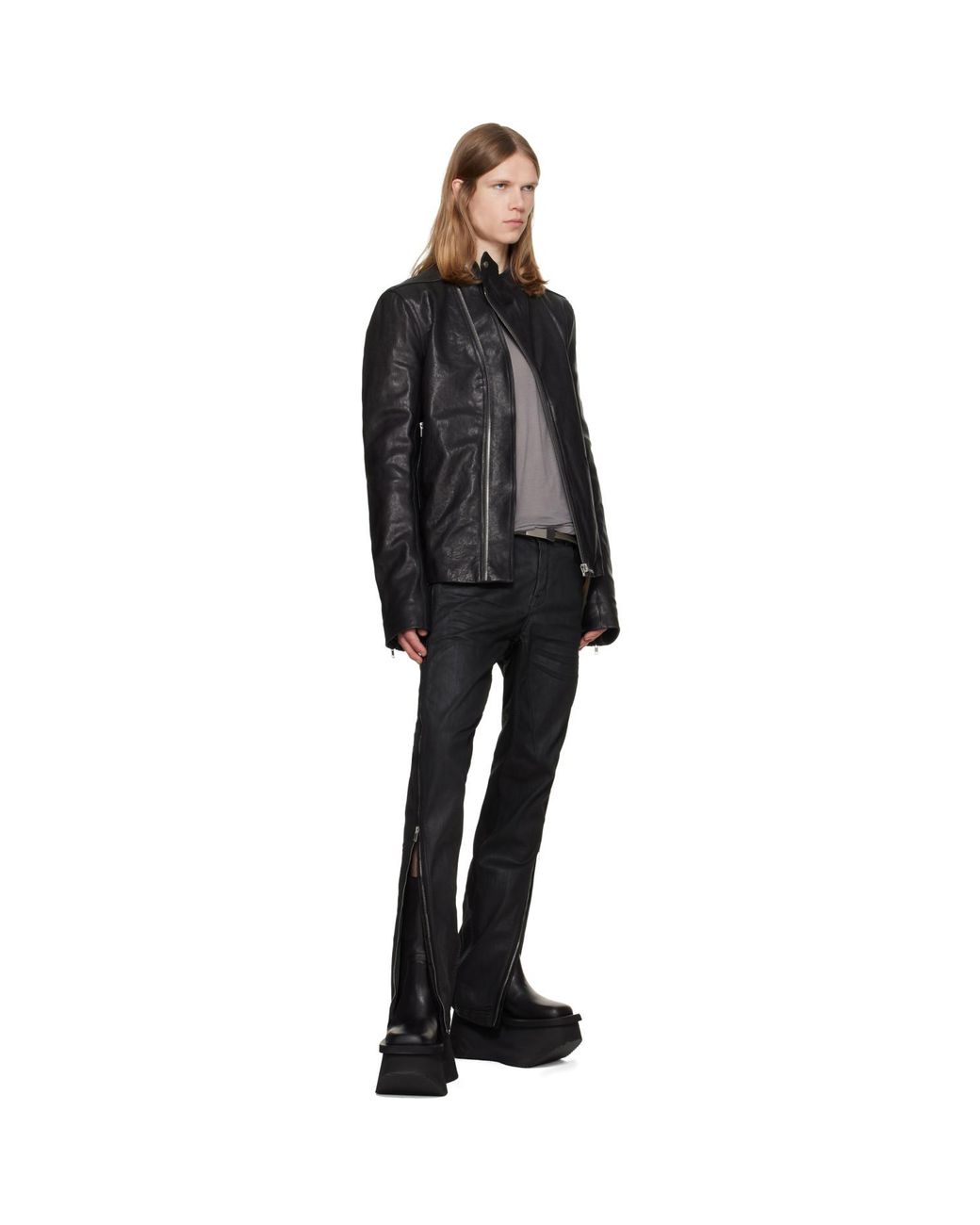 Rick Owens Black Tower Release Leather Jacket for men