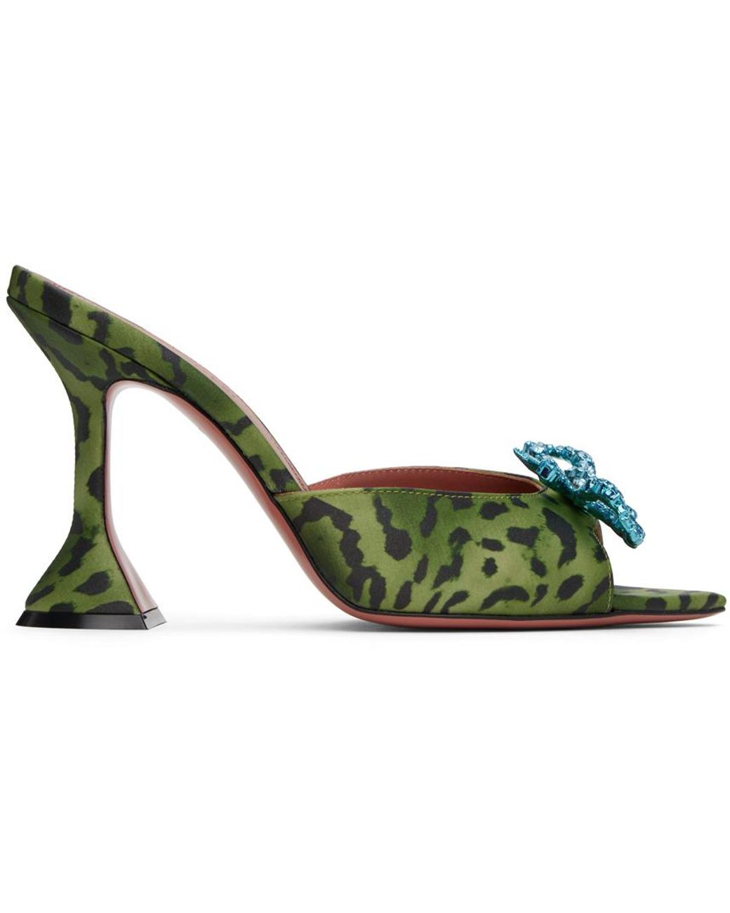 AMINA MUADDI Green & Black Rosie Slipper Heeled Sandals | Lyst