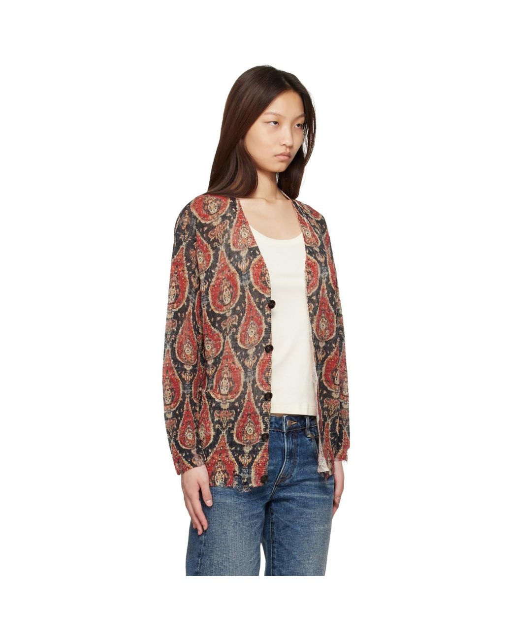 R13 Brown Printed Boyfriend Cardigan