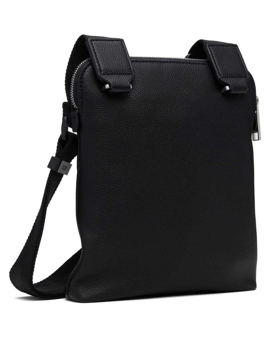 Boss Black Grained Faux-leather Pouch for men