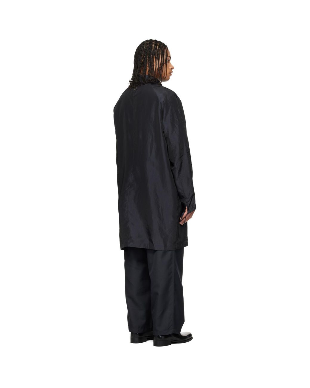 Wooyoungmi Black Wrinkle Long Coat for men