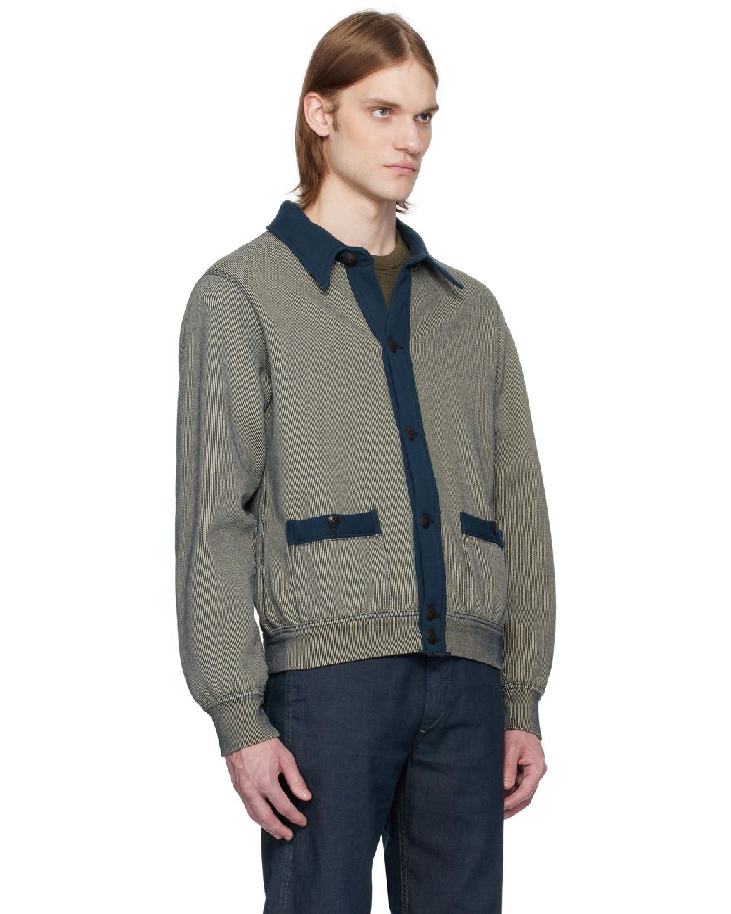 RRL Striped Jacquard-Knit Cardigan in Black for Men | Lyst