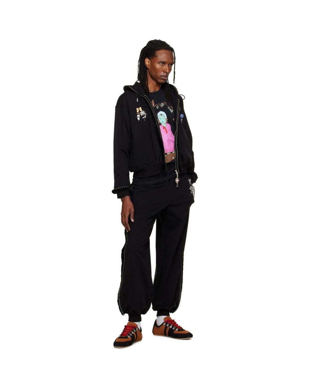Chopova Lowena Black Fuzzy Pearl Sweatpants for men