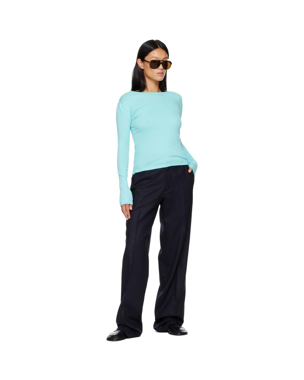 HOMMEGIRLS Blue Fruit Of The Loom Edition Long Sleeve Slim T-Shirt