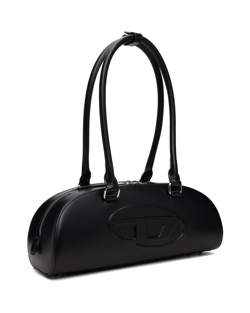 DIESEL Black 1Dr Dome Elongated Leather Bowling Bag