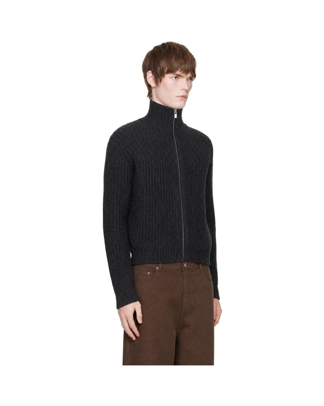 LE17SEPTEMBRE Black Chunky Zip Cardigan for men