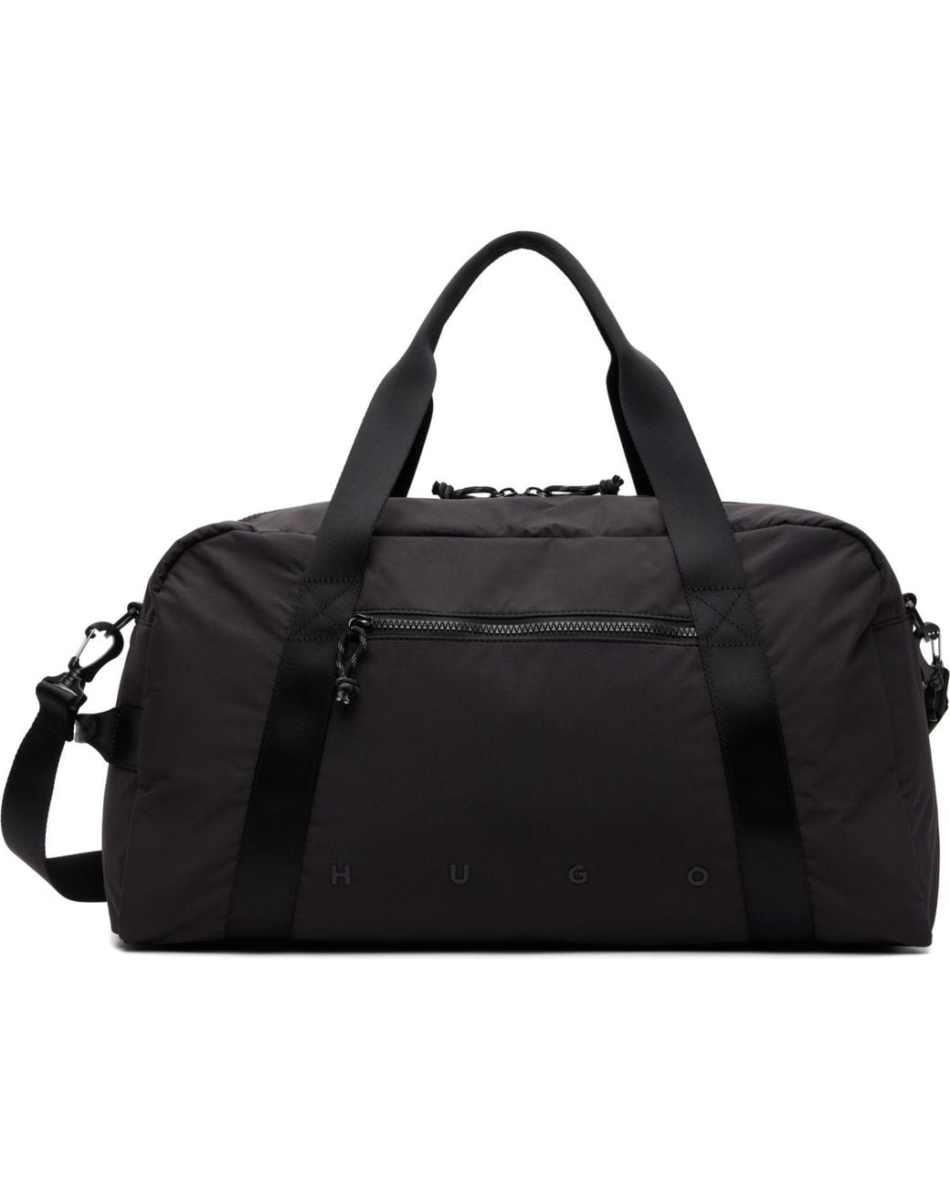 HUGO Black Wide-set Logo Holdall Duffle Bag for men
