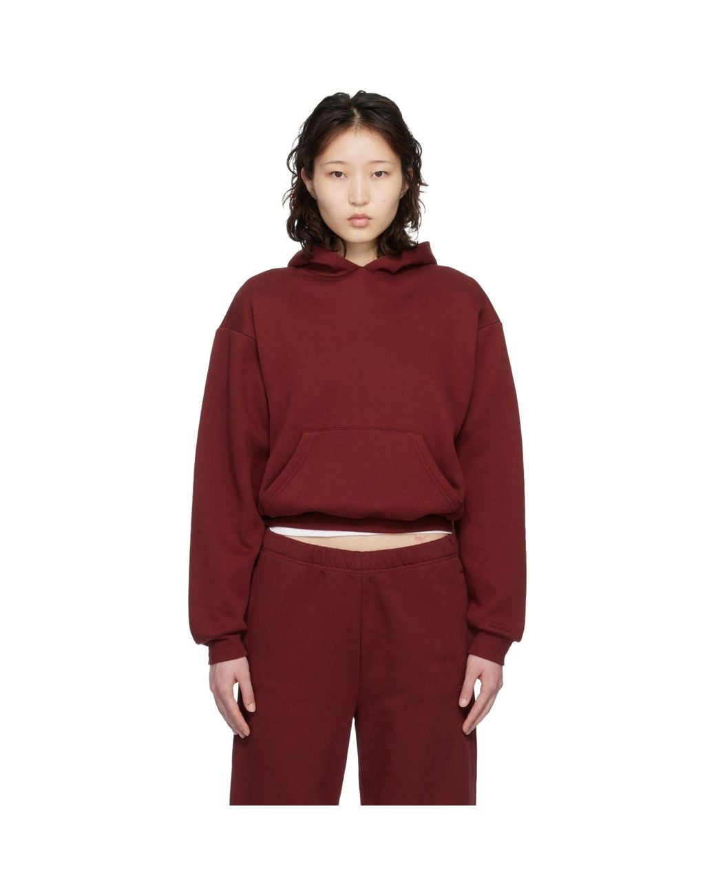 Skims Red Burgundy Cotton Fleece Classic Hoodie