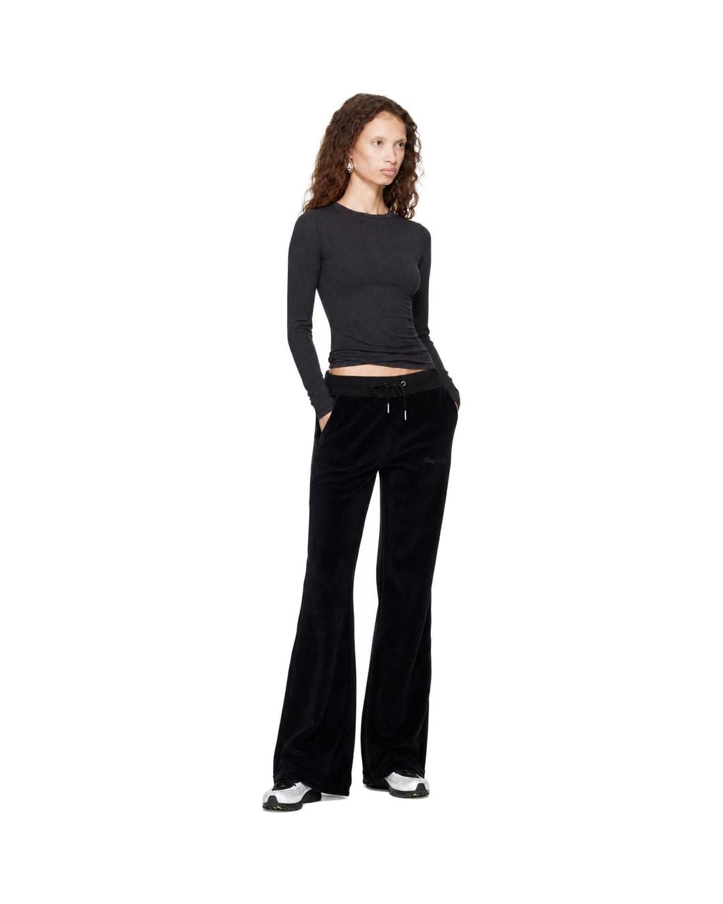 Sporty & Rich Black Signature Logo Krystal Sweatpants