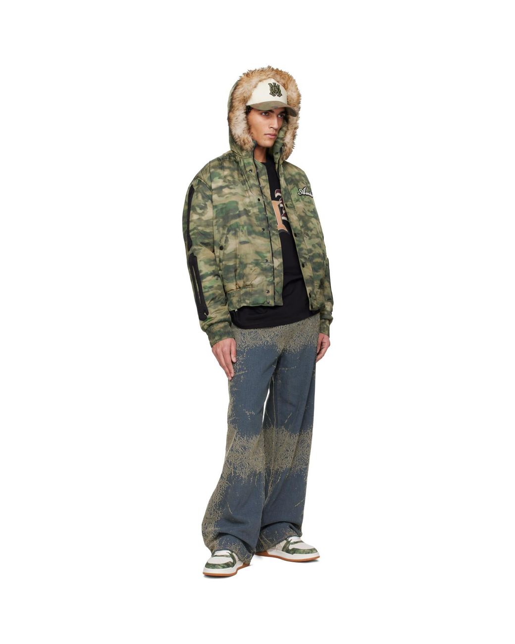 Amiri Black Faded Bandana baggy Jeans for men
