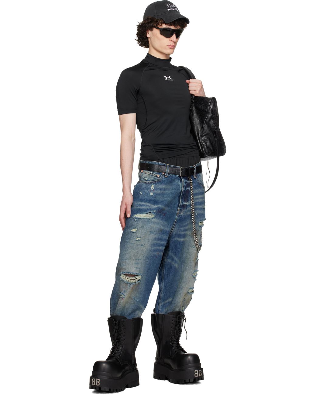 Balenciaga Under Armour Edition Mock Neck T-Shirt in Black