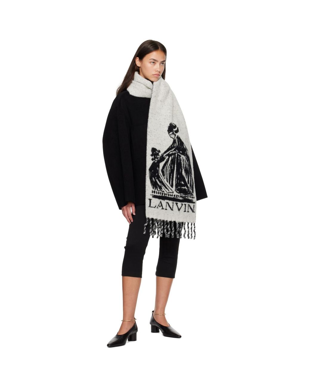 Lanvin Black Mother & Daughter Wool Scarf