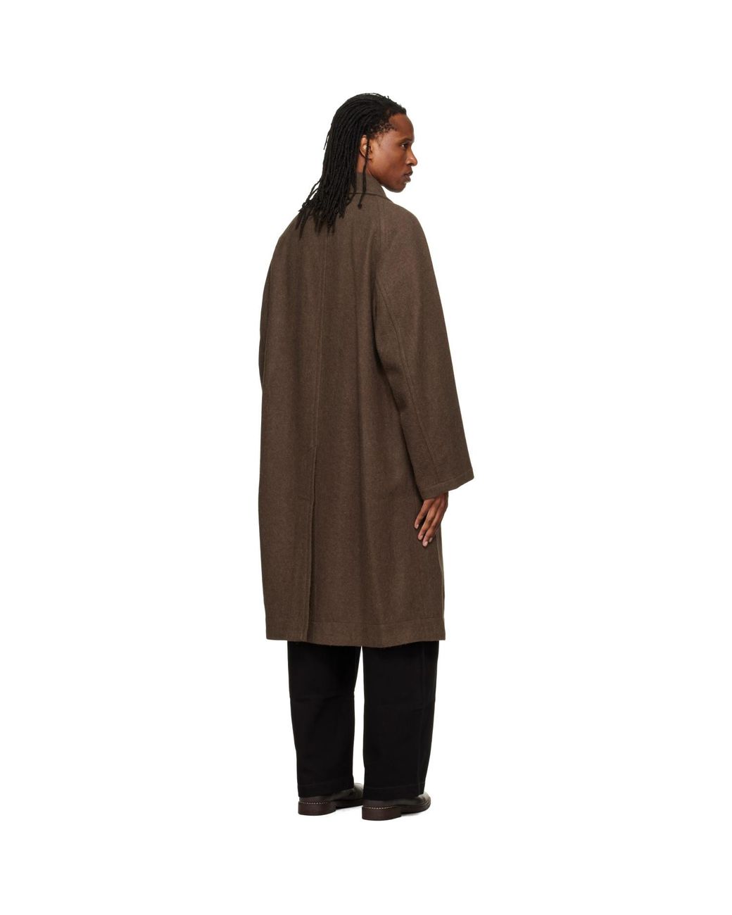 Lemaire Brown Double-Breasted Coat for men