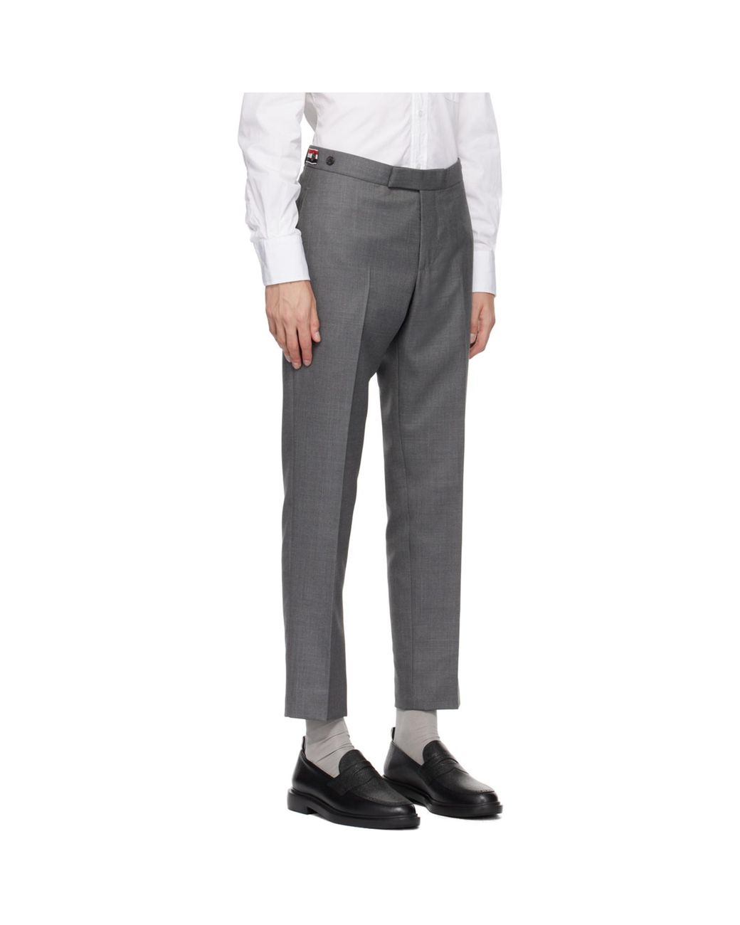 Thom Browne Gray Low-rise Trousers for men
