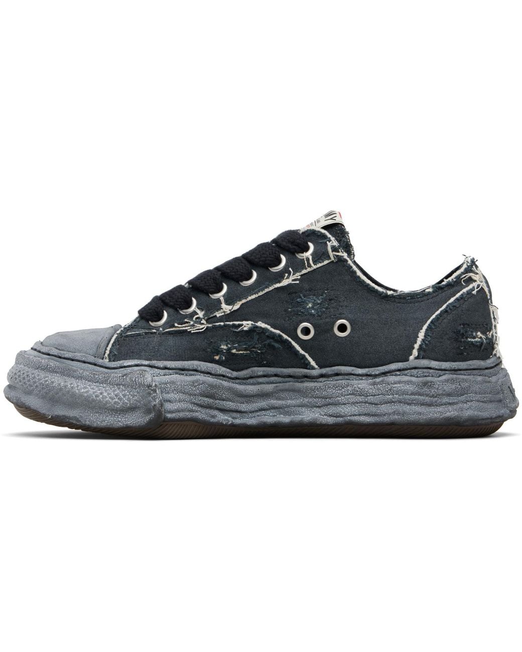 Maison Mihara Yasuhiro Black 'Peterson23' Og Sole Ripped Overdye Canvas Sneakers for men