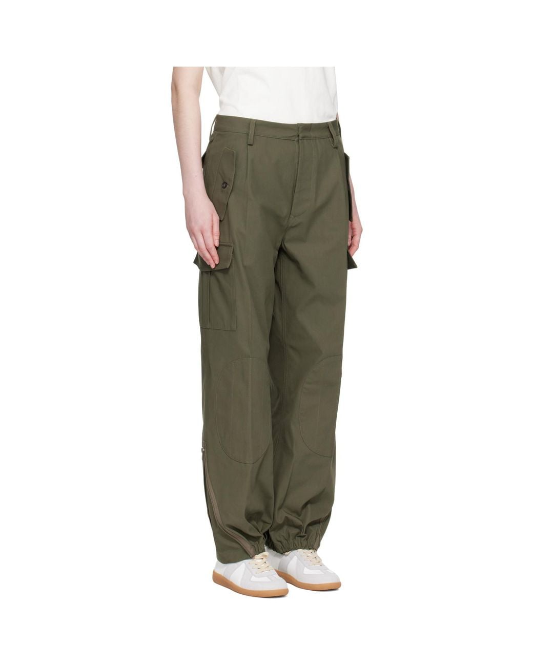 Maison Margiela Green Khaki Twill Cargo Pants