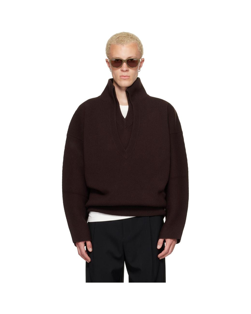 Bottega Veneta Black Chunky Compact Knit Wool Sweater for men
