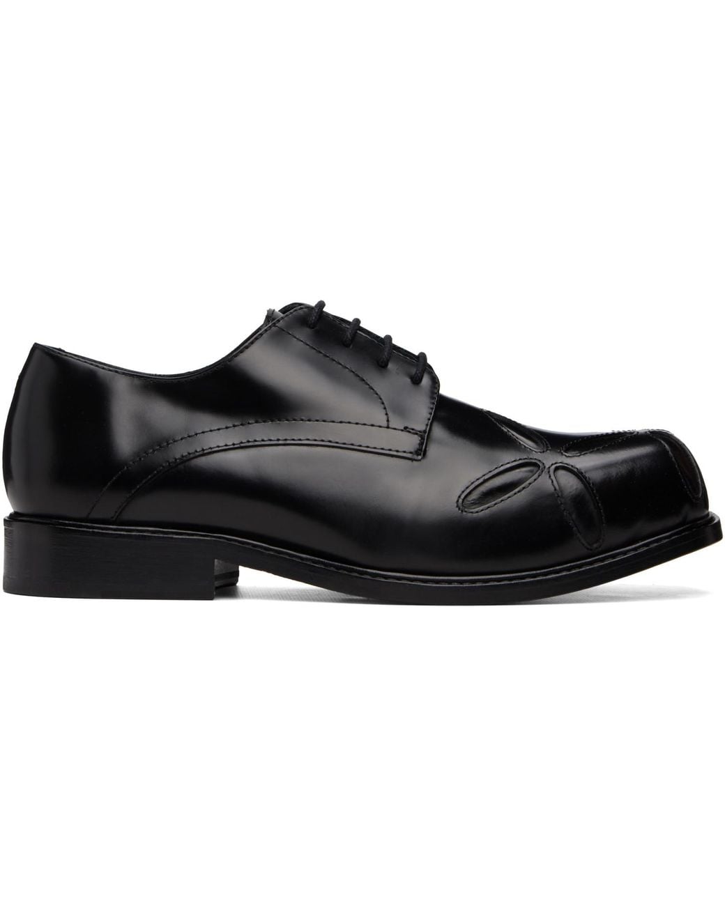 STEFAN COOKE Black Slashed Square Toe Derbys for men
