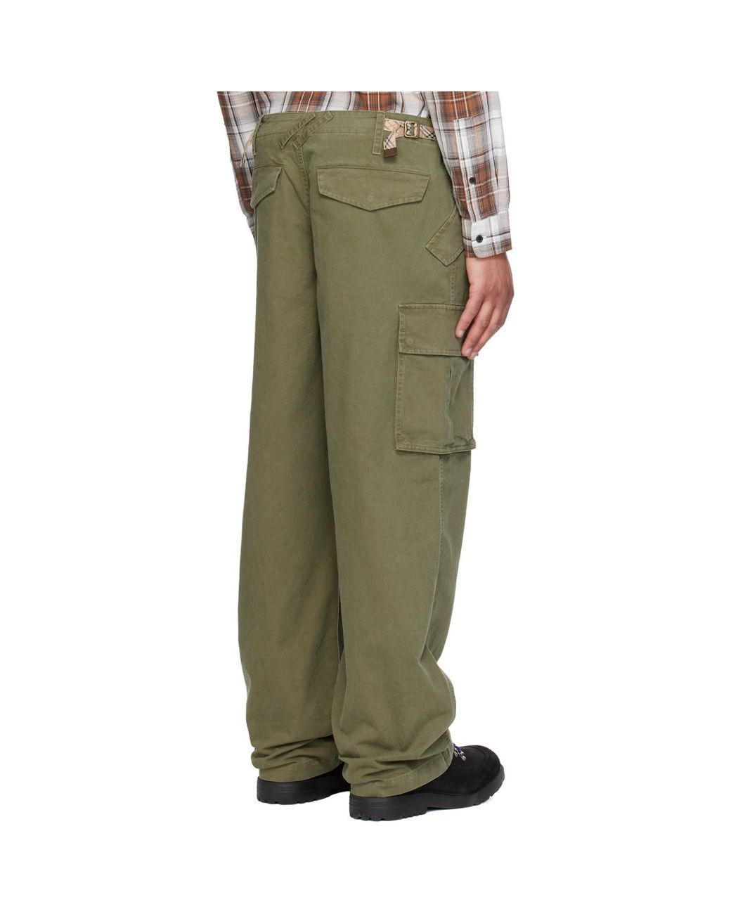 Burberry Green Cotton Cargo Trousers for men