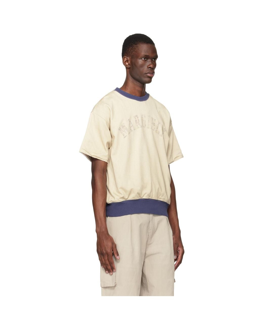 Maison Margiela Black Off- Cotton Varsity T-Shirt for men