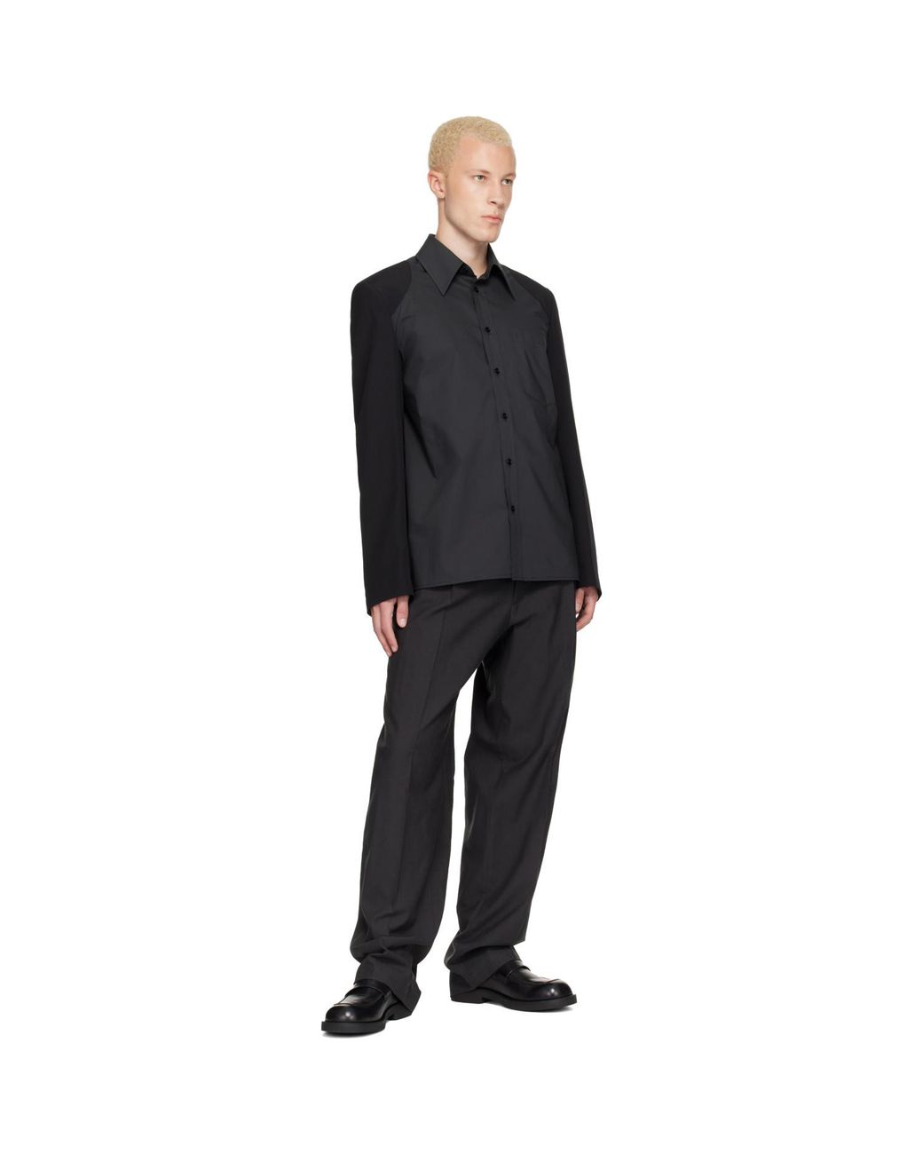 MM6 by Maison Margiela Black Wool Twill Trousers for men
