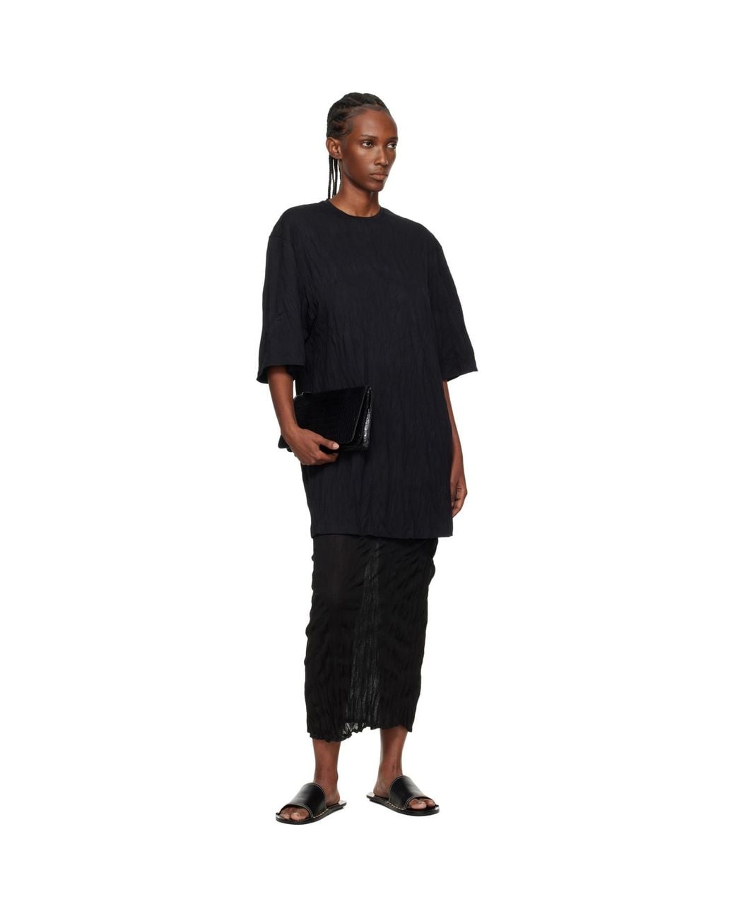 Totême Black Relaxed Tee Minidress