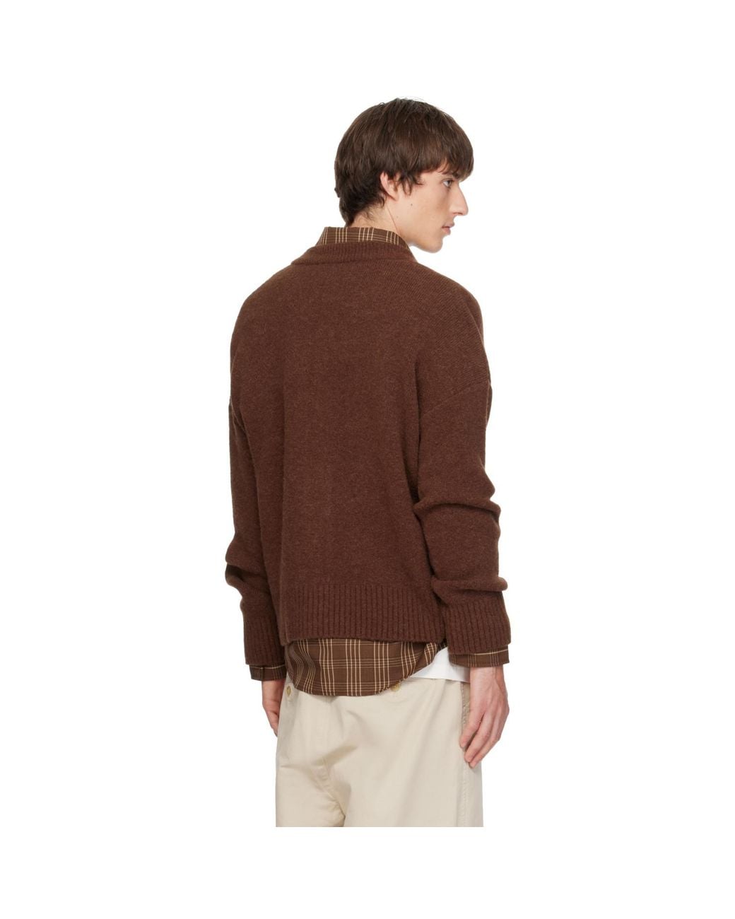 AMI Brown Alpaca Ami De Coeur Cardigan for men