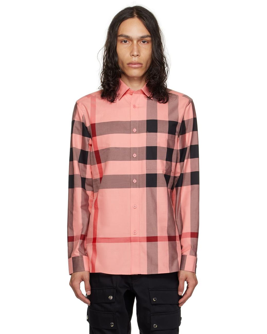 Burberry check best sale mens shirt