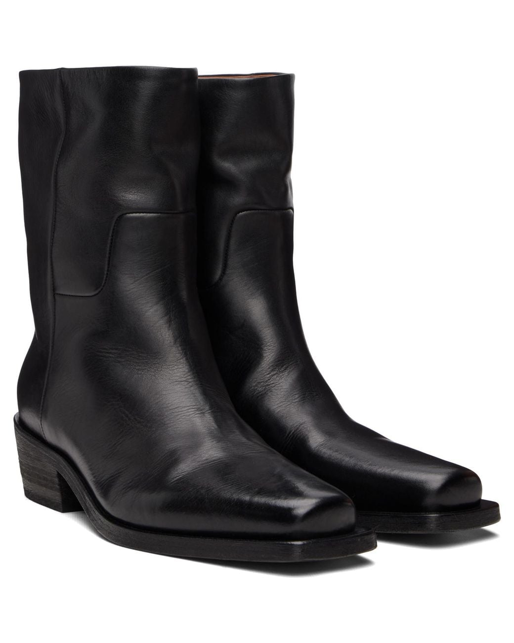 Marsèll Black Tex Soft Pebbled Leather Boots for men
