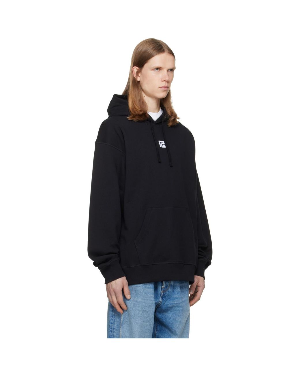 Balmain Black Embroidered Hoodie for men