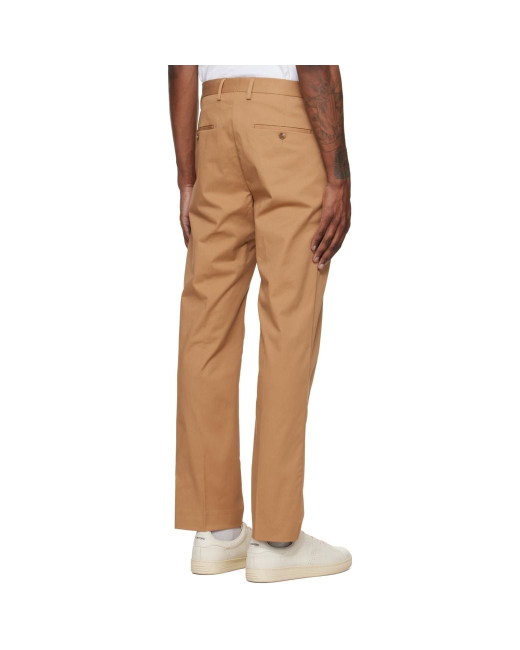 Boss Natural Tan Creased Trousers for men