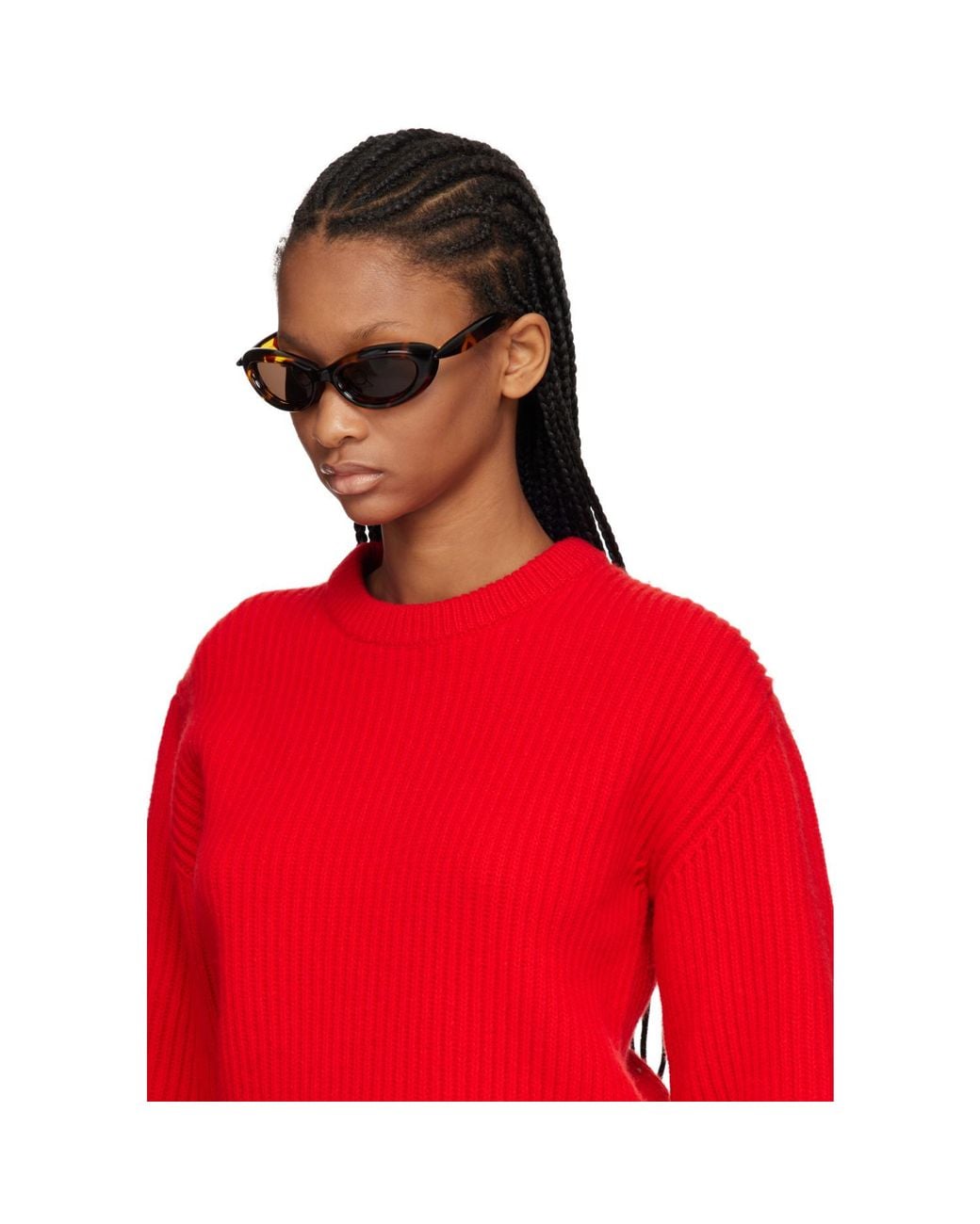Bottega Veneta Brown Sardine Oval Sunglasses