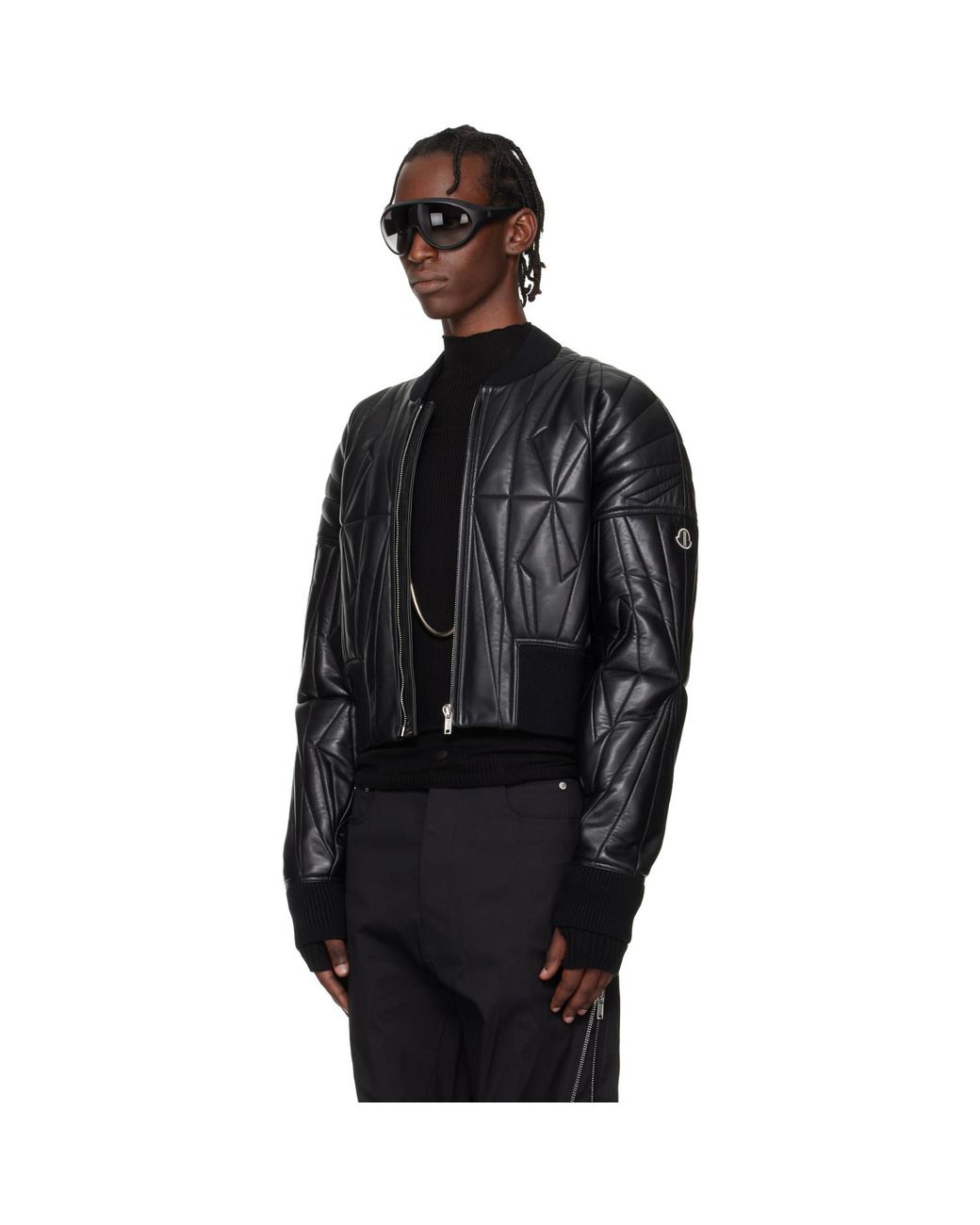 Rick Owens Black Moncler + Geocamo Cropped Flight Jacket for men