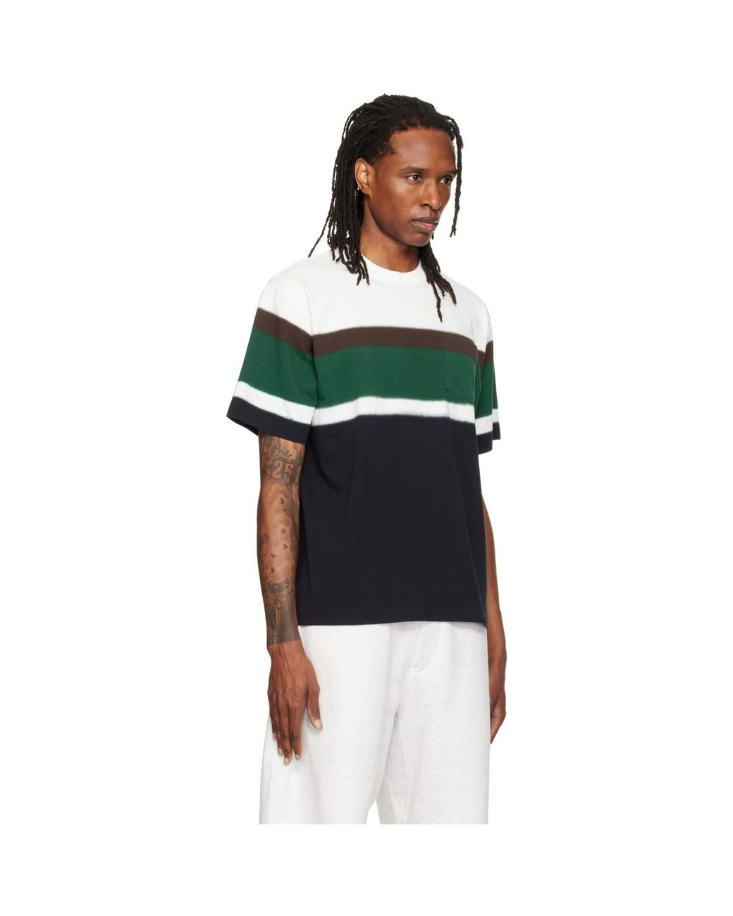 Sacai Green Chusen-Dyed Cotton Jersey T-Shirt for men