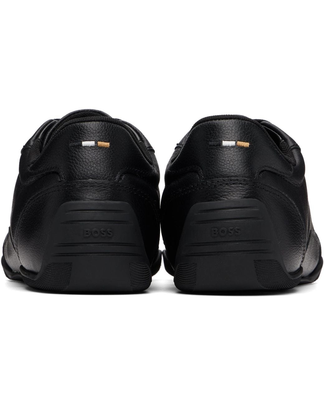 Boss Black Logo Detail Leather Sneakers for men