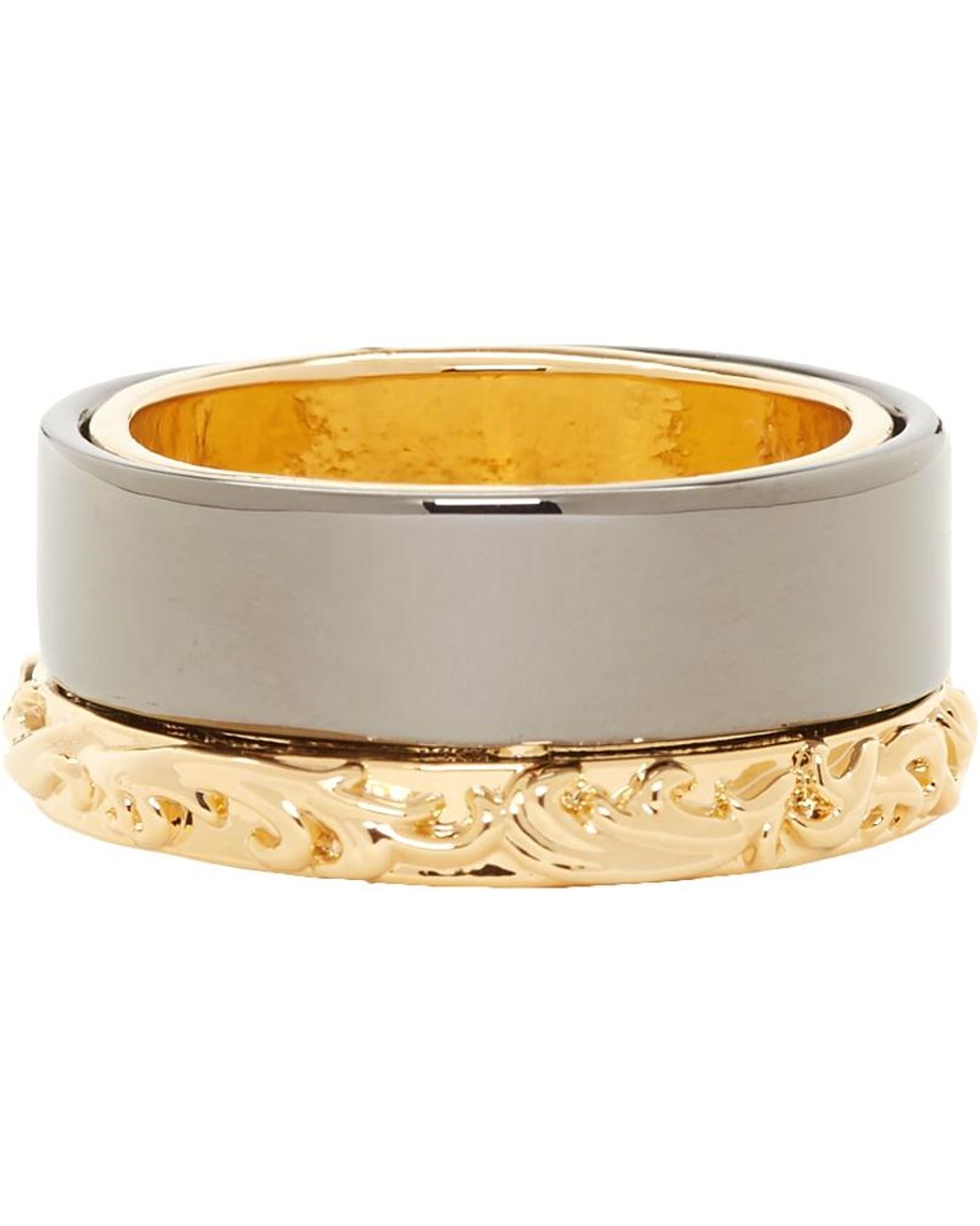 Versace Gold & Gunmetal Medusa Barocco Ring in Metallic for Men | Lyst